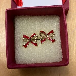 Avon Red and‎ Gold Bow Earrings